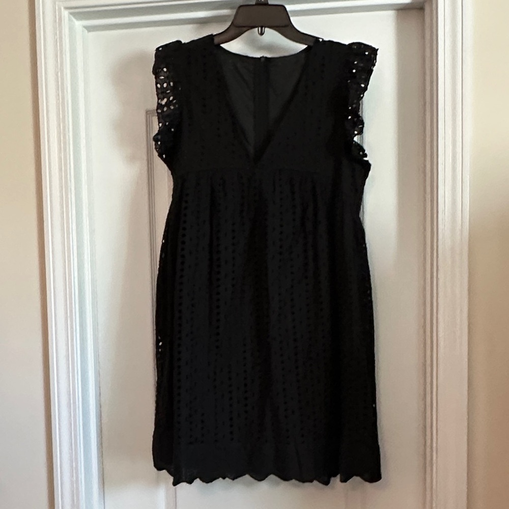 Black Eyelet Cap-Sleeve Women's Dress